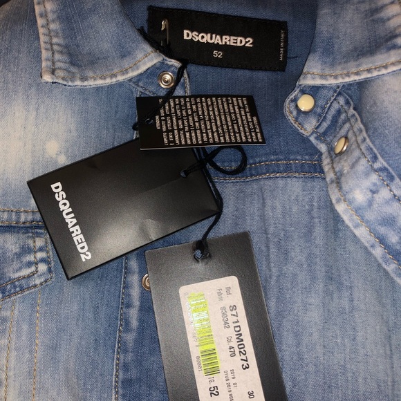 DSQUARED2 RAW-TRIMMED DENIM SHIRT SIZE 52 - Picture 4 of 6